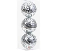 Sea Team Lot de 3 boules disco argentées de 8 cm - Avec miroir argenté - Décoration d'arbre de Noël - Parfaites pour les décorations de Noël, les décorations d'arbre, les décorations de fête