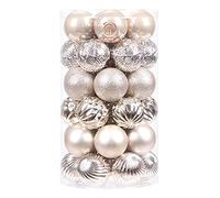 Sea Team Lot de 41 Boules de Noël en Plastique incassable avec ficelles - Décorations à Suspendre pour Sapin de Noël, fêtes, Mariage - Taille Moyenne (Champagne, 60 mm)