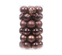 Sea Team Lot de 41 boules de Noël en plastique incassable avec ficelles - Décorations à suspendre pour sapin de Noël, fêtes, mariage - Petite taille (bronze, 40 mm)
