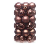 Sea Team Lot de 41 boules de Noël en plastique incassable avec ficelles - Décorations à suspendre pour sapin de Noël, fêtes, mariage - Taille moyenne (bronze, 60 mm)