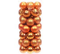 Sea Team Lot de 46 boules de Noël en plastique incassable avec ficelles - Décorations à suspendre pour sapin de Noël, fêtes, mariage - Taille mini (orange, 30 mm)