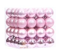 Sea Team Lot de 64 Boules de Noël avec ficelles, Boules de Taille Moyenne 40 mm, Ampoules de Noël en Plastique incassables, décorations à Suspendre pour Arbre de Noël, Vacances, Mariage, fête, Rose