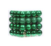 Sea Team Lot de 64 Boules de Noël avec ficelles, Mini Boules de 30 mm, Ampoules de Noël en Plastique incassables, décorations à Suspendre pour Arbre de Noël, Vacances, Mariage, fête, Vert