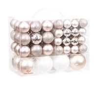 Sea Team Lot de 99 Boules de Noël Assorties incassables saisonnières décoratives à Suspendre avec Emballage Cadeau réutilisable pour décorations de Sapin de Noël, Champagne