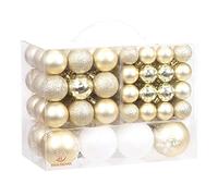 Sea Team Lot de 99 Boules de Noël Assorties incassables saisonnières décoratives à Suspendre avec Emballage Cadeau réutilisable pour décorations de Sapin de Noël, doré