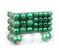 Sea Team Lot de 99 Boules de Noël Assorties incassables saisonnières décoratives à Suspendre avec Emballage Cadeau réutilisable pour décorations de Sapin de Noël, Vert