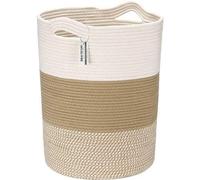 Sea Team Panier à linge en coton tissé de lin, grand panier avec poignée pour vêtements, serviettes, jouets. Panier de rangement pour salon, chambre à coucher. Taille : 36x41x51cm
