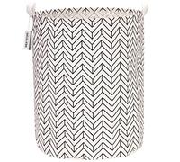 Sea Team Panier à linge pliable en tissu de coton Ramie avec revêtement imperméable de grande taille 19,7 pouces Panier de rangement cylindrique en toile de jute avec flèche élégante Noir A Design