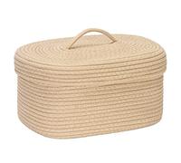 Sea Team Panier ovale coton tressé couvercle usage bébé | Panier tressé ovale avec couvercle, idéal pour stocker les couches et constituer des paniers cadeaux de naissance