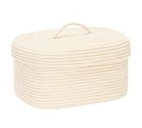 Sea Team Panier ovale coton tressé couvercle usage bébé | Panier tressé ovale avec couvercle, idéal pour stocker les couches et constituer des paniers cadeaux de naissance