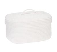Sea Team Panier ovale coton tressé couvercle usage bébé | Panier tressé ovale avec couvercle, idéal pour stocker les couches et constituer des paniers cadeaux de naissance