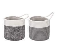 Sea Team Paquet 2 paniers Suspendus Corde Coton Petit Panier Rangement tissé 6,7 Pouces, Sac Suspension pour vélo, jardinière Tissu, Pot, Mur, Organisateur Porte pour clés, Portefeuilles