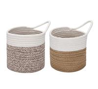 Sea Team Paquet 2 paniers Suspendus Corde Coton Petit Panier Rangement tissé 6,7 Pouces, Sac Suspension pour vélo, jardinière Tissu, Pot, Mur, Organisateur Porte pour clés, Portefeuilles