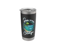 Sea the Change Be the Change Journée de la conservation des océans Gobelet isotherme en acier inoxydable double paroi