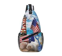 Sea To Shining Sea Sac à bandoulière patriotique unisexe avec plusieurs poches, grande capacité, polyester durable, sangle réglable pour les trajets quotidiens et les voyages