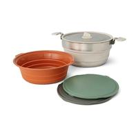 SEA TO SUMMIT - Kit de cuisine Detour Essentials Camp Kitchen - Pour 2 à 4 personnes - 4 pièces - Casserole pliable de 5 l et passoire + couvercle + 2 planches à découper - Sans BPA - Ustensile de