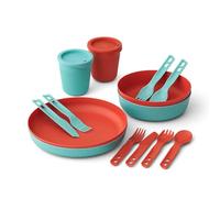 SEA TO SUMMIT Service de table Passage - 14 pièces - Pour 2 personnes, assiettes, bols, gobelets et couverts - Passe à la machine et au micro-ondes - Sans BPA - Vaisselle de camping en polypropylène