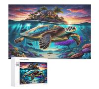 Sea Tortue Puzzles en Bois Adultes Et Adolescents 1000 Pieces Enfants Puzzle Décoration Mur Moderne Art Jouets Cadeau Intéressants （75×50cm）