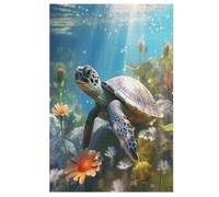 Sea Tortues Puzzles 1000 Pièces Adultes, Puzzle en Bois Jeux D'adresse pour Toute La Famille,Jeu De Team Building (78×53cm)