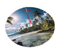 Sea_Tropical_Palm_Trees_Beach_Nature Jupe de sapin de Noël imprimée 91 cm, base de sapin de vacances en peluche douce pour décoration de maison et de bureau