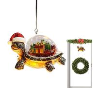 Sea Turtle Christmas Ornaments - 2D Acrylic Sea Turtle in Santa Hat Christmas Ornament - Festive Marine Animal Decor for Stocking Stuffers Indoor Bedroom Living Room Wall Window
