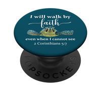 Sea Turtle I Will Walk by Faith Not Sight When I Cannot See PopSockets PopGrip Adhésif