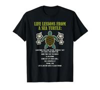 Sea Turtle Life Lessons Beach Wisdom Ocean Lover Citation T-Shirt Graphique avec Valeur, Homme, Noir, S