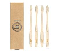 Sea Turtle Lot de 4 brosses à dents compactes en bambou naturel doux pour adultes