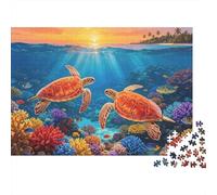 Sea Turtle Puzzle pour Adultees 1000 Pièce Recycled Coral Reef Puzzles pour Personnes Âgées Impossible et Très Difficile et Stimulant Excellente Idée de Cadeau pour Femmes 52x38cm/1000pcs
