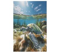 Sea Turtles Puzzles 1000 Pièces Adultes, Puzzle en Bois Jeux D'adresse pour Toute La Famille,Jeu De Team Building 78×53cm