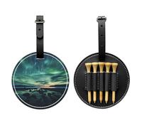 Sea Under The Aurora Borealis Sac de rangement multifonction pour tee de golf pour homme, matériau PU durable Noir