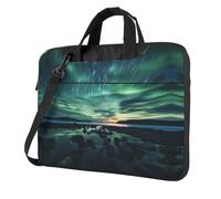 Sea under the Aurora Borealis Sac pour ordinateur portable, sac à bandoulière multifonctionnel, 14,96 pouces de long, mallette, sac à main, sac à bandoulière