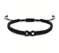 SeaAZqurtles Bracelets avec initiale en forme de cœur, 26 lettres noires, bracelets tressés réglables de A à Z, maillons en forme de cœur tressés faits à la main, bracelets d'amitié pour couple, One