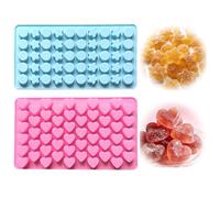 SEABABOO 2 Pièces Moule à Bonbons en Silicone, 105 Cavités Moules en Silicone en Forme de Cœur d'étoiles et Ronds, Mini-Moules à Chocolat pour DIY Bonbons Chocolats Gelées, Rose Bleu