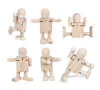 SEABABOO 6pcs Figurine en Bois à Peindre Poupées Personnage Pion en Bois à Peindre Peg doll pour Femme et Homme Artisanat de peinture (Blanc)