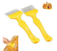 SEABABOO Abeille Fourche à Désoperculer, 2 Pièces Outil de Grattoir pour l'Apiculture Acier Inoxydable, Racloir à Miel 21 Dents, Hive Tool Grattoir, Peigne à Miel Aiguilles Droites et Courbe