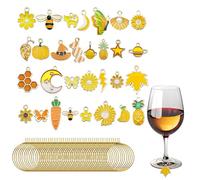 SEABABOO Breloques Pour Verre À Vin 30 Pièces Breloques Pour Verre À Vin Thème Réutilisable Orange Marqueurs Charm pour Réunion De Famille Mariage De Fêt