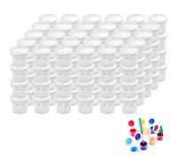 SEABABOO Conteneurs De Stockage En Plastique éColes Pots De Peinture Vides Couvercles Anti-Fuite En Plastique Travaux Manuels 6 Grilles De Peinture Jointes Blanches (20 PièCes), 120 Grilles