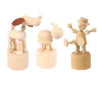 SEABABOO Figurines en Bois, Poupée en Bois à Peindre, Inachevé Boiss Peg Doll pour Peinture, Décorations, Loisirs créatifs, 3 Pièces, Chiots, Tortues, Bonhomme (Petits)