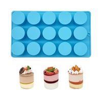 SEABABOO Moules Cylindriques en Silicone, 15 Cavités 3,2 cm, Moules Pour Chocolatées Profondes Silicone Ronds pour Chocolat, Muffins, Pudding, Gelée, Petits Gâteaux, Bleu, 1 Pièce