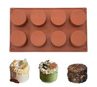 SEABABOO Moules Cylindriques en Silicone à 8 Cavités de 5,5 cm, Moule en Silicone à Chocolat Brownie Ronds pour Muffin, Mousse, Gâteau, Cheesecake, Pudding, Marron, 1 Pièce (Marron, 1)