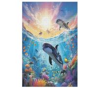 Seabed A School of Fish Puzzle De 1000 Pièces Puzzle en Bois pour Enffourmis Adultes, Puzzle en Matériau Recyclé De Qualité Supérieure (78×53cm)