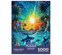 Seabed A School of Poissons Puzzle 1000 Pièces Cadeau Unique Jeu Éduchatif Défi Jouet À De Qualité Supérieure Peinture Art pour Adultes Enfants 70x50cm/1000pcs