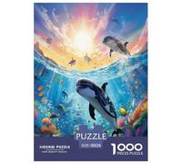 Seabed A School of Poissons Puzzles 1000 Pieces Cadeau Unique Jeu Éduchatif Défi Jouet À De Qualité Supérieure Peinture Art pour Adultes Et Enfants À Partir De 14 Ans 38x26cm/1000pcs