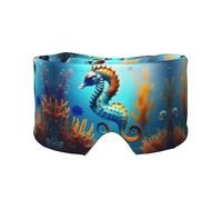 Seabed Coral Seahorse Masque de sommeil réglable pour les yeux et cache-oreilles, bandeau unisexe pour dormir sur le côté (68,1 x 10,9 cm), couverture confortable pour l'intérieur et l'extérieur,