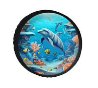Seabed - Housse de pneu de secours en cuir PVC, étanche à la poussière, imperméable, pour camping-car, remorque, camion, VUS, diamètre 71 à 86,4 cm