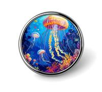 Seabed Jellyfish Brooch Pins for Women Men Cute Badge Lapel Pins for Backpack Dress Accessories