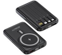 SEABUTY Batterie Externe Magnétique 20000mAh avec 4 Câbles Intégrés Power Bank Sans Fil 6 Sorties et 3 Entrées avec LED L'affichage