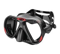 SEAC Iena, Masque de Plongée en Silicone, bi-hublot en Verre Trempé 3 mm, Réglage Rapide, Noir/Rouge, Emballage en Plastique Rigide Transparent