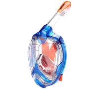 Seac Magica, Masque Snorkeling Plein Visage Intégral 180°, Purge de Vidage et Tuba avec Sistème Étanche au Top, Bleu/Orange, S/M
